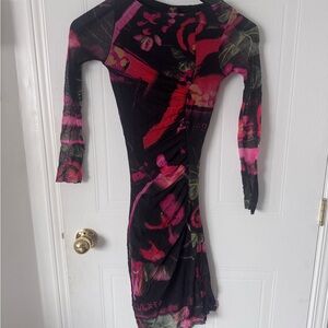 Jean Paul Gaultier Black and Pink Long Sleeve Dress